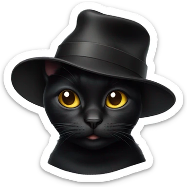 Black cat wearing hat  sticker