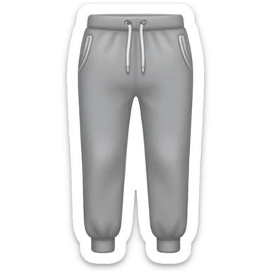 A realistic simple grey sweatpants icon, no person, isolated on transparent background, flat emoji style sticker