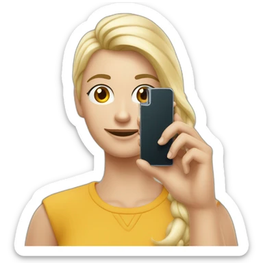 Rubia con celular motorola en la mano sticker