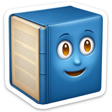 A thick blue book sticker