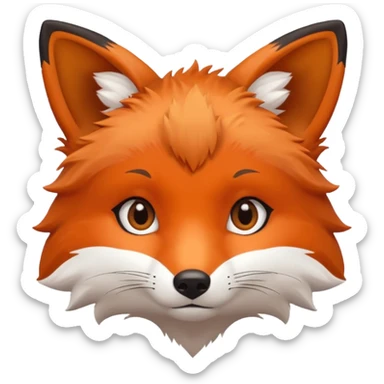cute fox only face colors of an animal emoji, not a person, meaning only one color for the eyes sticker