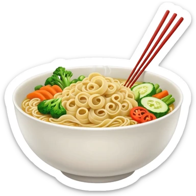 Draw a hot bowl of noodles with chopsticks & steam rising. sticker