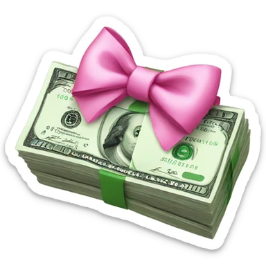 money with pink bow sticker