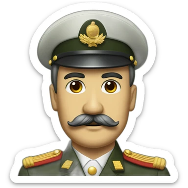 Dictator in military cloth with mustache sticker
