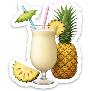 Pina Colada – coconut or glass with pineapple slice and straw sticker