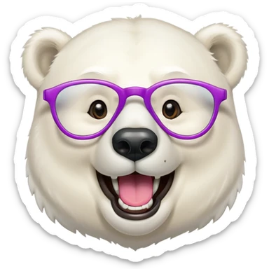 laughing polar bear headshot wearing oversized colorful glasses sticker