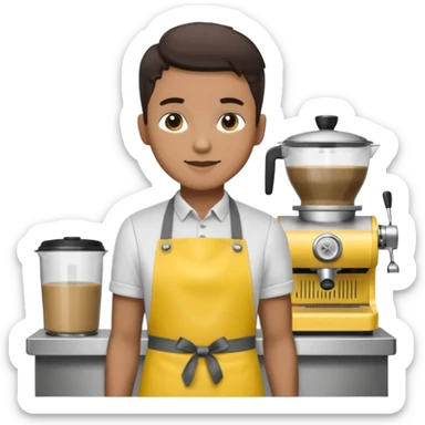 Бариста делает кофе. Цветовая палитра: #FFFFFF, #F7FD02, #D3D3D3, #242424 sticker