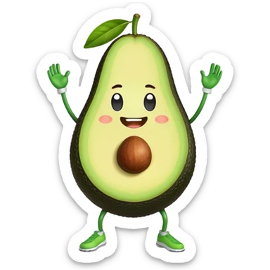 Exercising avocado with face  sticker