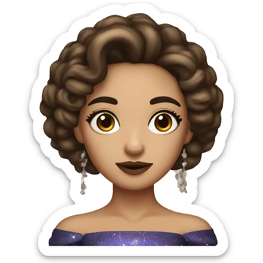 Create the zodiac sign leo as a brunette girl with elaborate makeup and dress that matches the zodiac sign  sticker