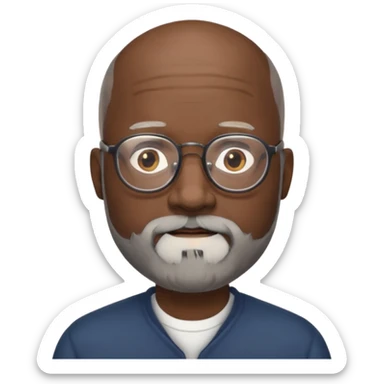 bald gray beard black man glasses sticker