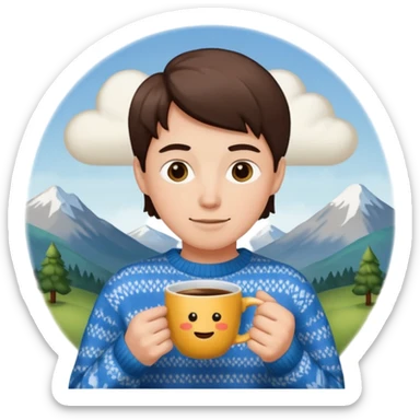 cloudy morning drinking coffee sticker