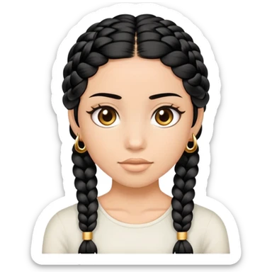 black hair braid with gold rings sticker