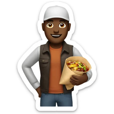 Man with Chipotle burrito sticker