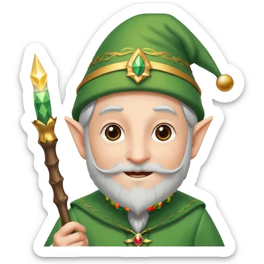 dumbledore smiling and wearing a christmas elf hat sticker