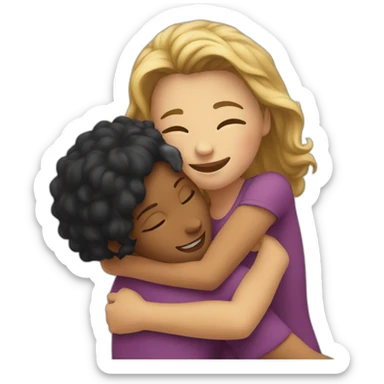 The woman hugs the girl sticker