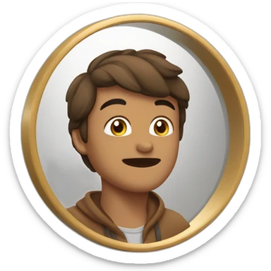 quelqu'un de brun devant un miroir on voit le miroir sticker