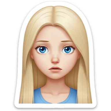 beautiful white girl with long straight blonde hair blue eyes upset sticker