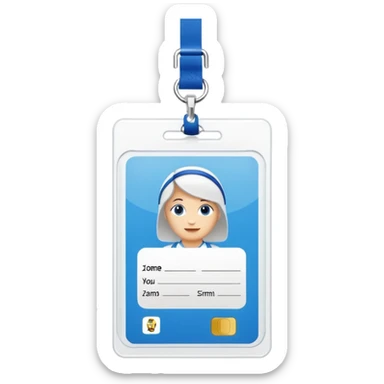 a blank id card with blue lanyard sticker