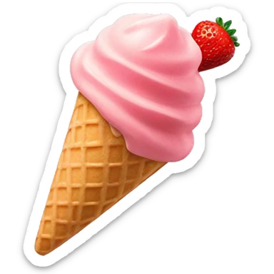 scoop of strawberry gelato on a sugar cone sticker