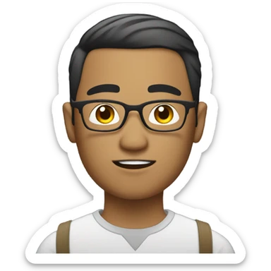 create a filipino man with a burst fade hair cut wearing glasses writing a note sticker