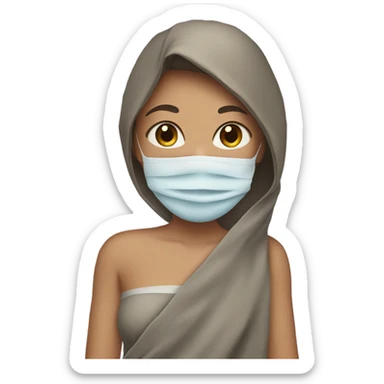 girl with a mask and a towel  sticker