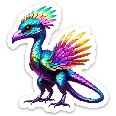 Tropical lush warm-colored modern colorful neon-colored cyber-Fakémon-Trico-creature sticker