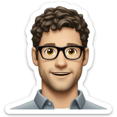 Young Justin bartha wearing Black glasses sticker