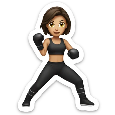 brunette Woman kickboxing with a cast on her lag sticker