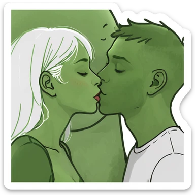 Tan angel girl kissing white boy  sticker