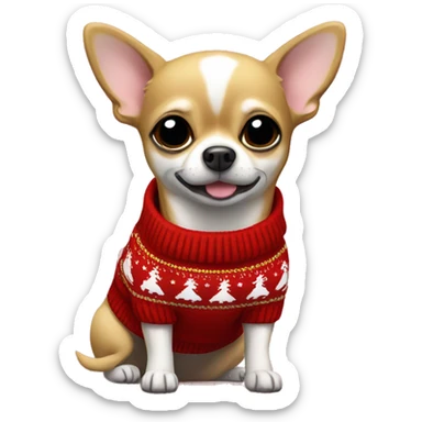 Chihuahua wearing Christmas sweater sticker