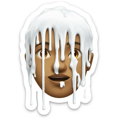 White paint dripping on face  sticker