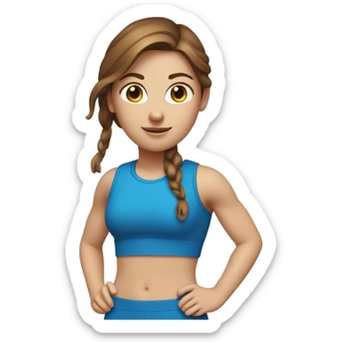 Sport exercise one white girl with brown hair in blue costume  sticker