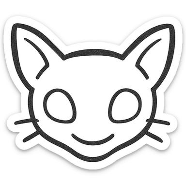 cute playful sphinx cat face vector inspired by Mew from Pokémon, modern and minimal, single tone, no facial features, designed for an app icon sticker