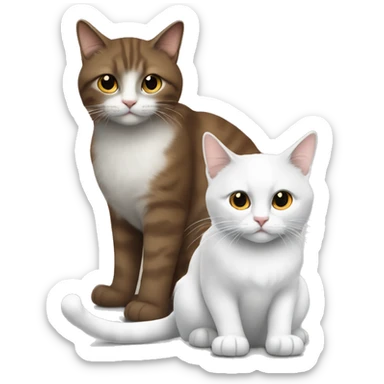 Deux chats, un marron à poils long et l’autre gris et blanc sticker