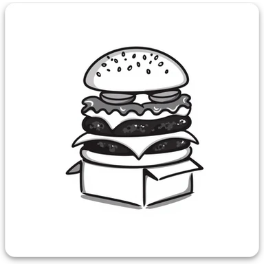 A delivery burger in black doodle style sticker