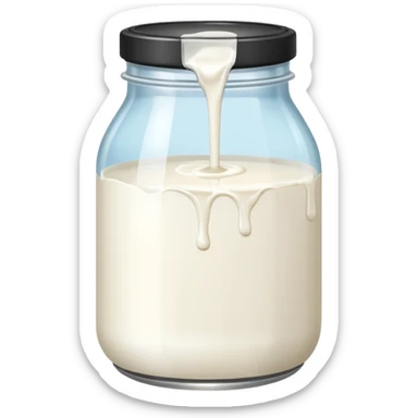 a jar of milk but the top is sticky and its dripping but theres no lit sticker
