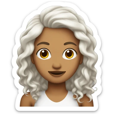 Chica de piel blanca con ondas en el pelo y castaña oscura sticker