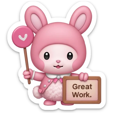 my melody with sign that says great work sticker