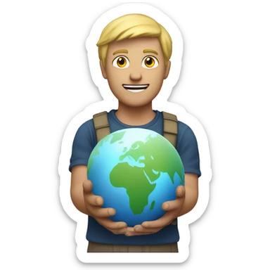 blonde guy with the world at his fingertips sticker