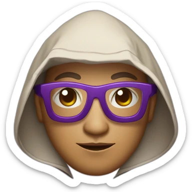 a monk with purple glasses with a triangular hood style hat from Antigua Guatemala sticker
