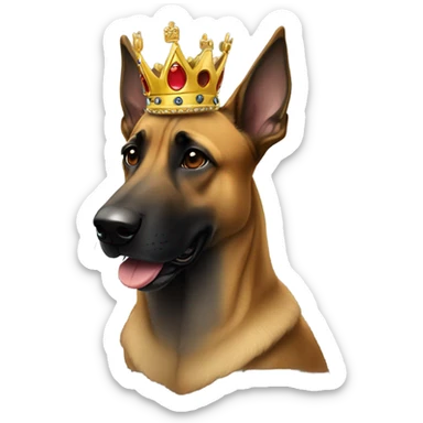 A malinois dark and Grey color with a crown on his head sticker