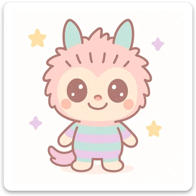 Labubu character with big eyes and adorable expression in kawaii style sticker