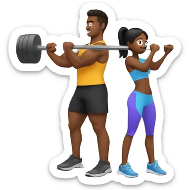 barbell squats with a girl sticker