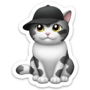 Cat white black cap in front of a tree sticker