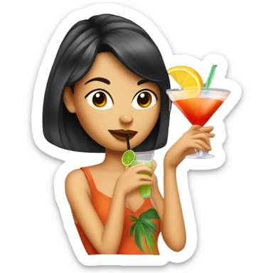 Girl drinking a cocktail looking pretty sticker