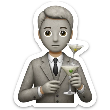 a pile of dust holding a martini sticker