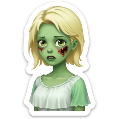 zombie blonde girl with white skirt, green skin and that it be in profile form  sticker