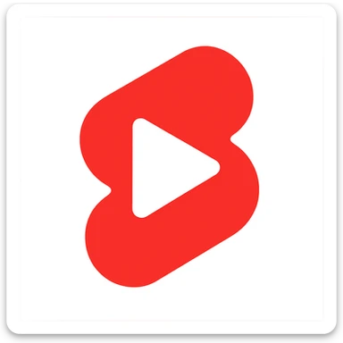 Modern minimalist logo inspired by YouTube Shorts but clearly distinct. Abstract red and white shapes on a white background. No text. Design a dynamic, playful symbol using rounded geometric forms, slightly resembling a play button or a film strip, but reimagined with a unique twist. Must look tech-oriented, simple, and brandable. MOST IMPORTANT : YouTube Shorts but clearly distinct not the same sticker