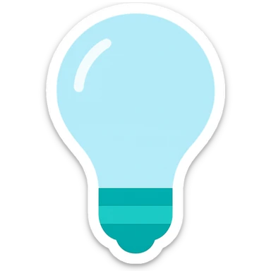 Light bulb icon,  flat emoji style, outline with blue and turquoise colors sticker