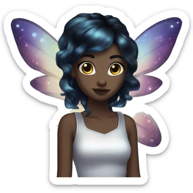 Iridescent fairy flying twinkle punk black hair dark makeup sticker